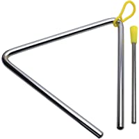 iGadgitz Xtra U7203 Triángulo Musical- Triángulo Percusión y Batidor - Plateado y Amarillo